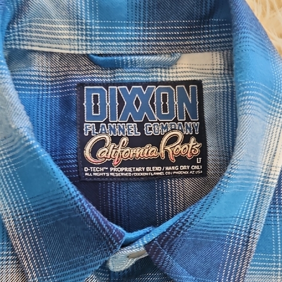 DIXXON Men's "California Roots" Casual Blue and White Plaid Shirt - Picture 2 of 5